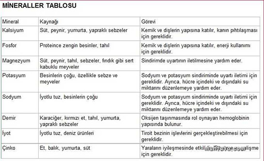 Mineral Tablosu